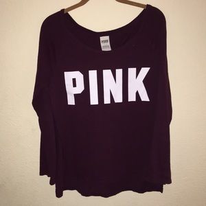 PINK maroon long sleeve logo shirt